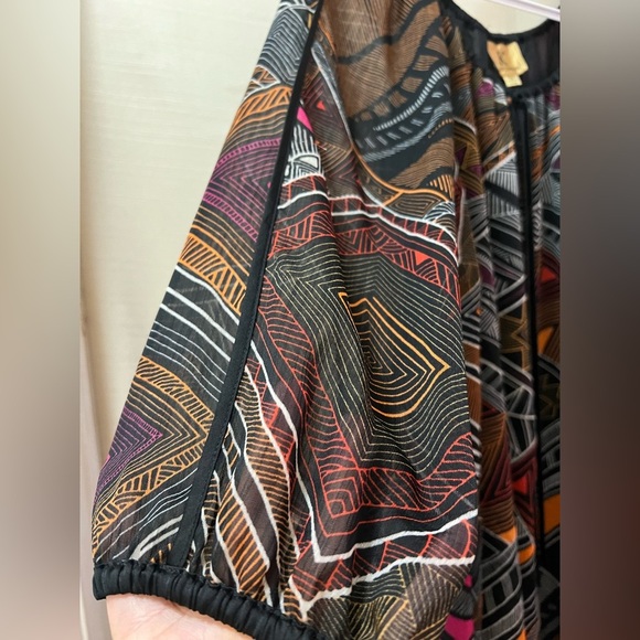 ⚪️ Kasper Geometric Black and Colored Patterned Dress Size Large 3/4 Sleeve - Picture 5 of 8